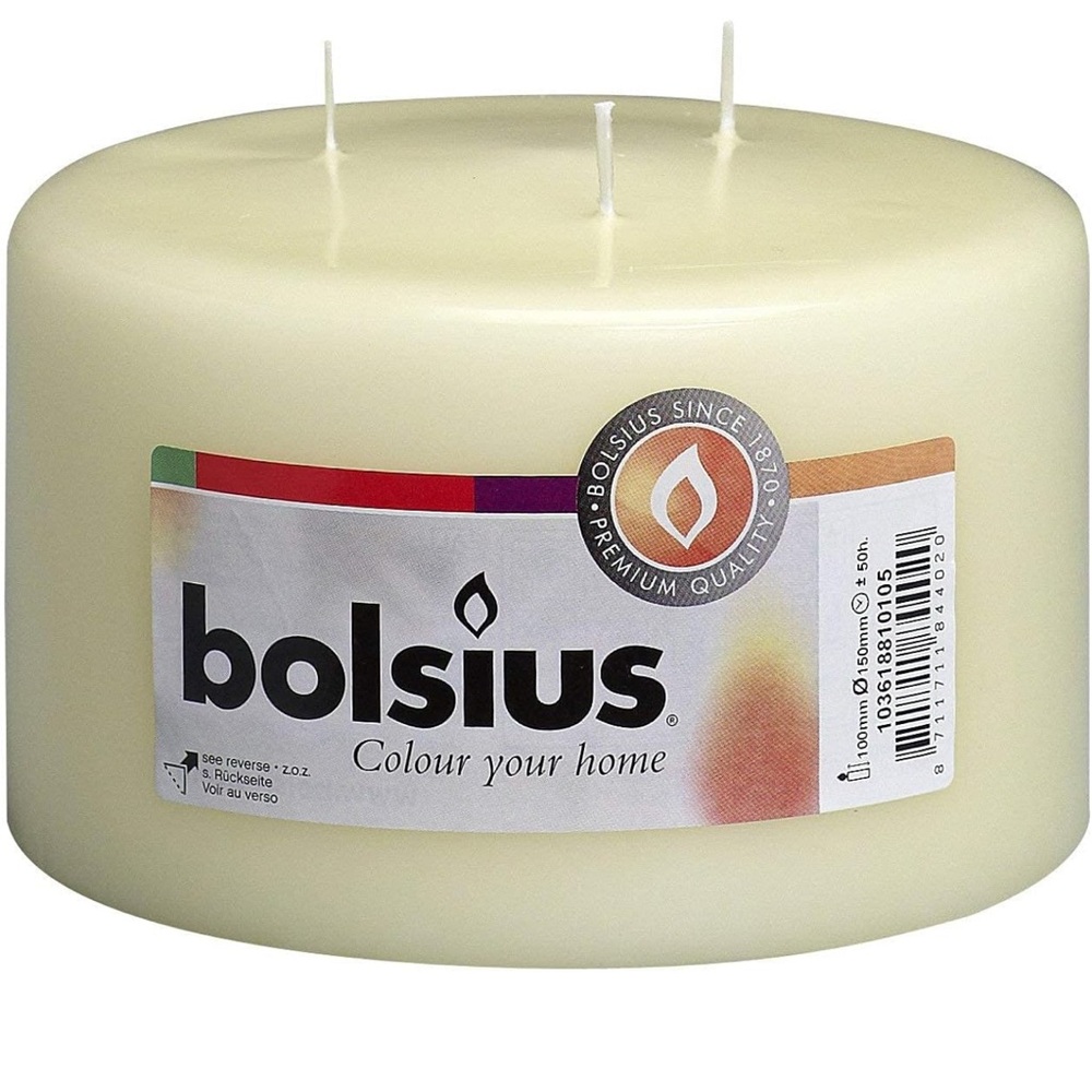 NEW LARGE Cream Bolsius Candle /smokeless / slow burn / non- scented
